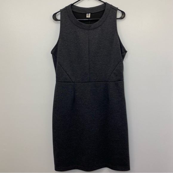 Dark heather gray professional dress- sleeveless knit sheath dress - Picture 1 of 6